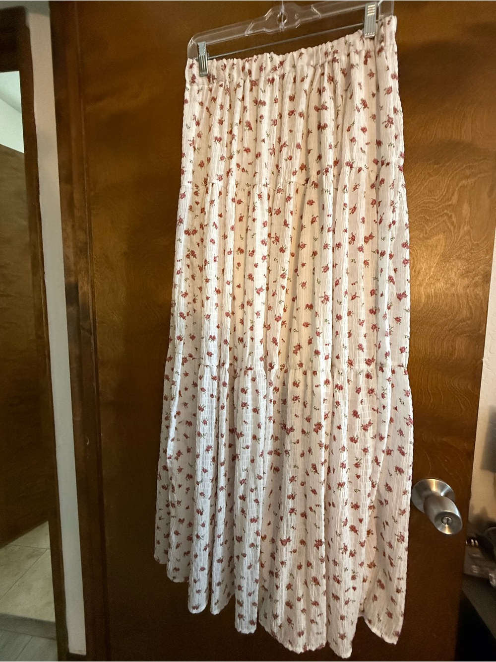 Passport Cream Maxi Skirt with Red Floral Print - Picture 2 of 5